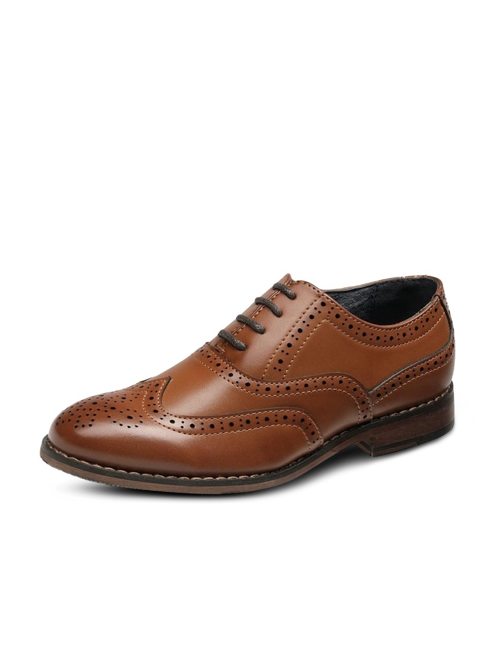 Bruno Marc || Prince Classic Oxfords Wingtip Dress Shoes Cognac Tan Brown
